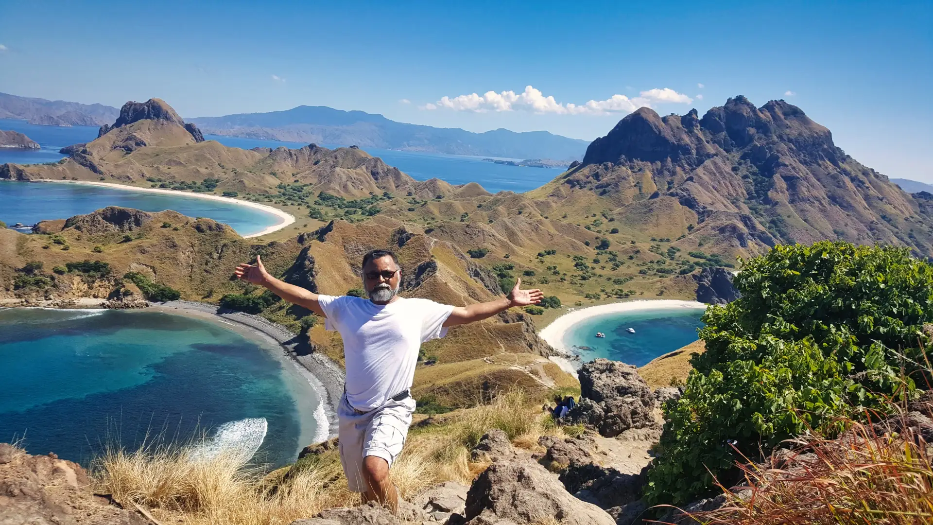 Padar Island viewpoint with its curved bays, Komodo National Park, Indonesia